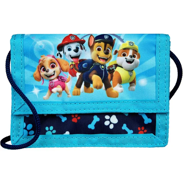 Geld- und Brustbeutel, Paw Patrol, mit Klettverschluss, Kordelband, Geldscheinfach und Münzfach, ca. 9 x 13 x 1 cm