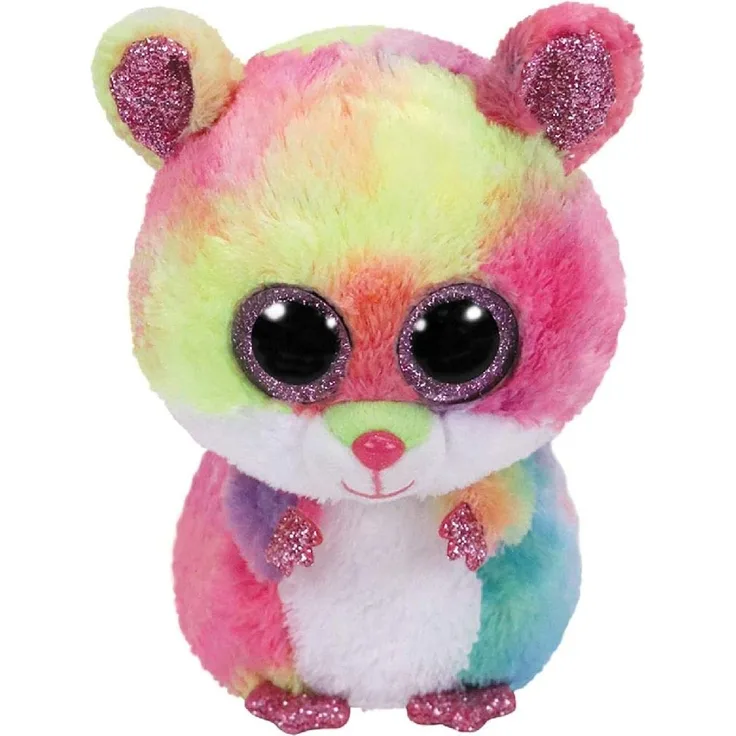 TY TY36416 Rodney, Hamster bunt 24cm Beanie Boo's, Mehrfarbig