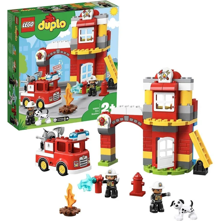 LEGO 10903 DUPLO - Feuerwehrwache mit Feuerwehrauto und 2 Feuerwehrfiguren – Bild 1
