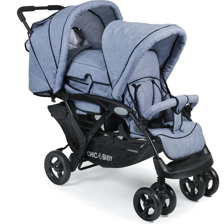 CHIC 4 BABY 274 55 Geschwisterwagen Duo, Jeans hellblau/blau – Bild 1