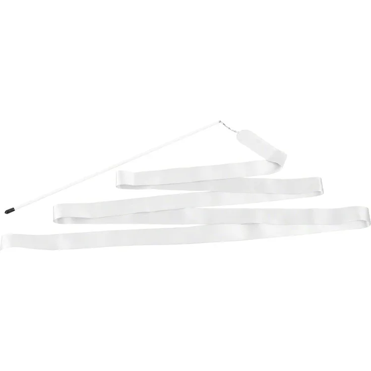 Gymnastikband Tanzband Turnband Rhythmikband Wirbelband Schwungband mit Stab 4 m, Weiß