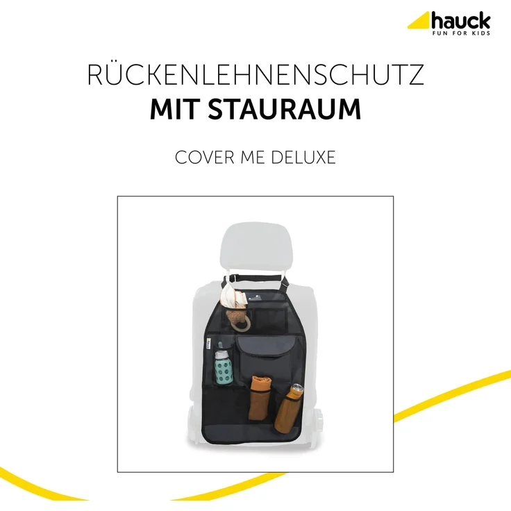 Hauck Cover Me Deluxe Rückenlehnenschutz/Rücksitzschoner, für Autositz, Trittschutz mit Rücksitz-Organizer und Getränkehalter, grau – Bild 2