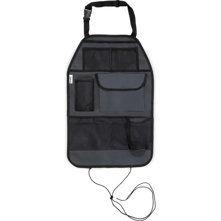 Hauck Cover Me Deluxe Rückenlehnenschutz/Rücksitzschoner, für Autositz, Trittschutz mit Rücksitz-Organizer und Getränkehalter, grau