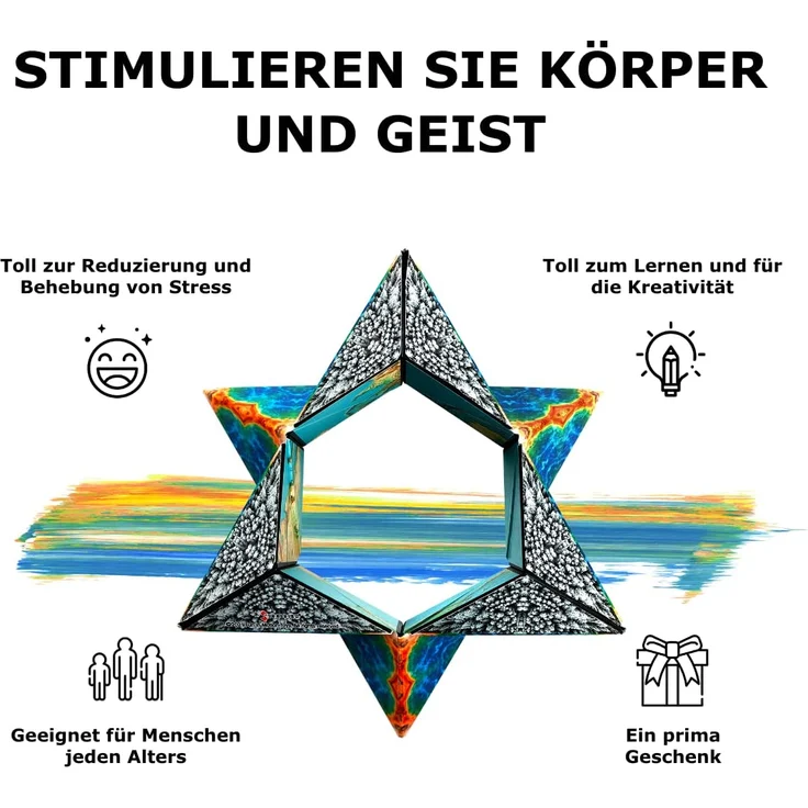 SHASHIBO Formwechsel Zauberwürfel - Preisgekrönt, Patentiert - Anti Stress Spielzeug - 36 Seltenerdmagnete - 3D Infinity Cube - Shashibo Magnetwürfel in Über 70 Formen Verwandelbar (Earth) – Bild 3
