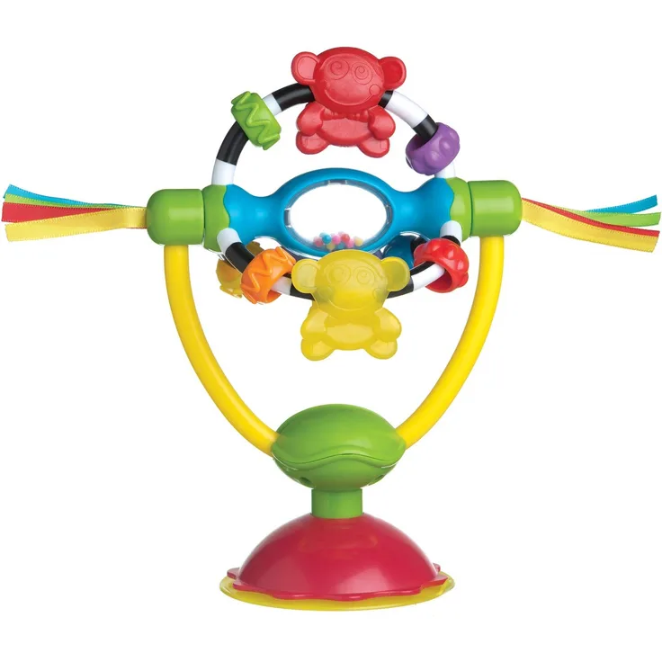 Playgro Drehrassel mit Saugfuß, Für Tische und Hochstühle, BPA-frei, Ab 6 Monaten, High Chair  Toy, Gelb/Rot, 40121