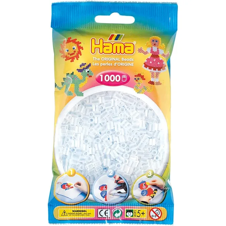 Hama Perlen Beutel 1000 Transparent Weiß