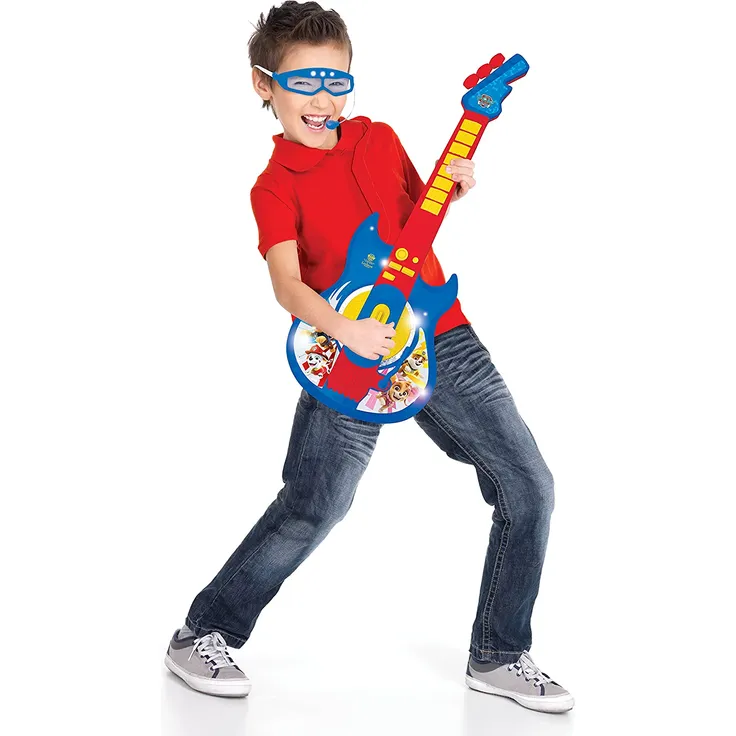 Lexibook PAW Patrol Helfer auf Vier Pfoten Elektronische Gitarre mit Licht, Brille mit Mikrofon, Demo-Songs, MP3-Stecker, blau/rot, K260PA – Bild 4