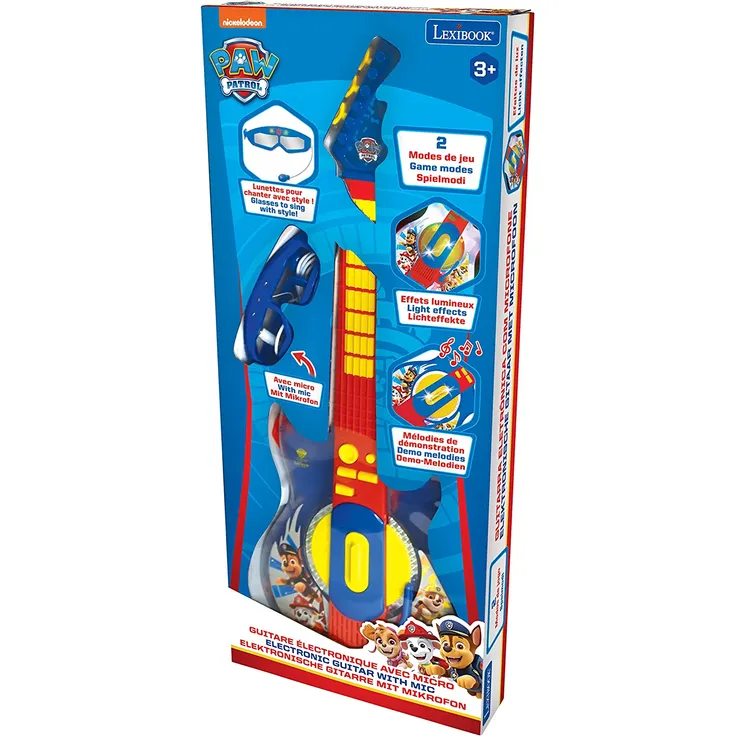 Lexibook PAW Patrol Helfer auf Vier Pfoten Elektronische Gitarre mit Licht, Brille mit Mikrofon, Demo-Songs, MP3-Stecker, blau/rot, K260PA – Bild 6