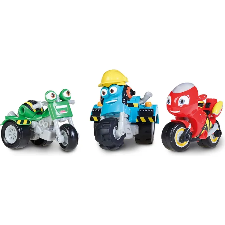 Ricky Zoom Jake Rumbler & die Motorradfreunde 3er Pack, Actionfigurenset, Freistehendes Kinder-Motorradspielzeug für Jungen und Mädchen ab 3 Jahren