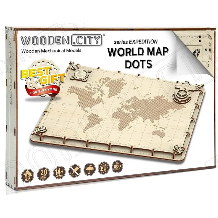 3D Puzzle Weltkarte 35 x 25 x 2 cm Punkte