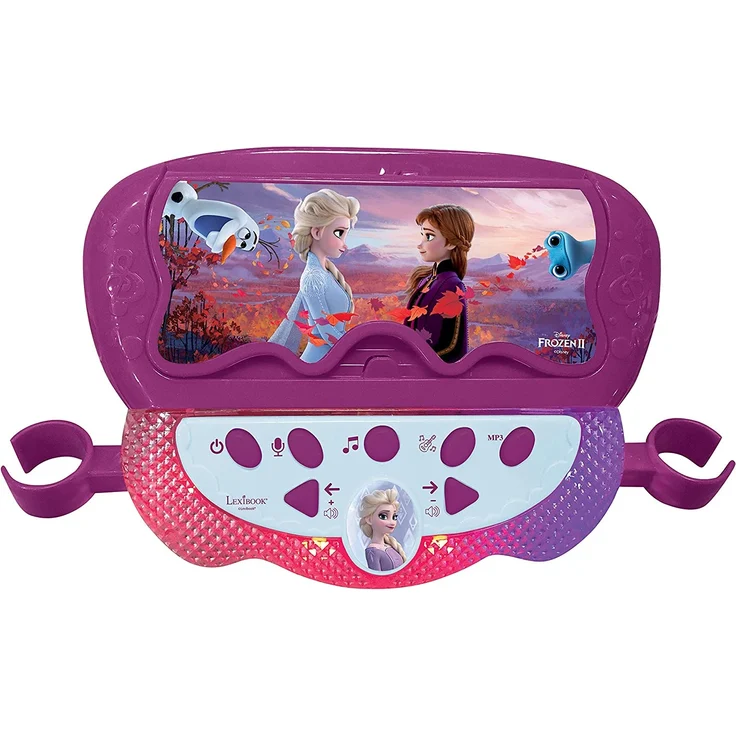 Lexibook S160FZ Disney Frozen Die Eiskönigin Standlichtlautsprecher für Kinder, musikalisches Spiel, verstellbare Höhe, lichteffekte, 2 Mikrofone inklusive, MP3-Stecker, Audiokabel-Stecker, lila/blau – Bild 3