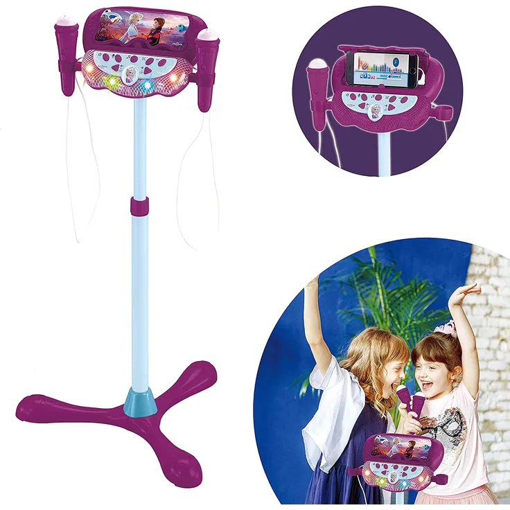 Lexibook S160FZ Disney Frozen Die Eiskönigin Standlichtlautsprecher für Kinder, musikalisches Spiel, verstellbare Höhe, lichteffekte, 2 Mikrofone inklusive, MP3-Stecker, Audiokabel-Stecker, lila/blau