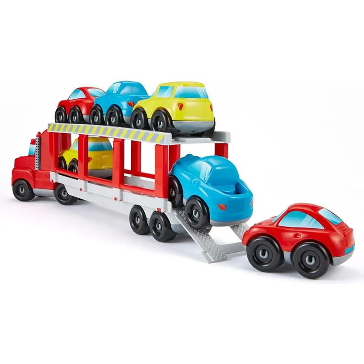 Ecoiffier - Abrick Autotransporter Spielzeug - großer LKW inkl. 6 Spielzeug-Autos, mit befahrbarer Rampe, für Jungen und Mädchen ab 18 Monaten - Preisvergleich – Bild 4