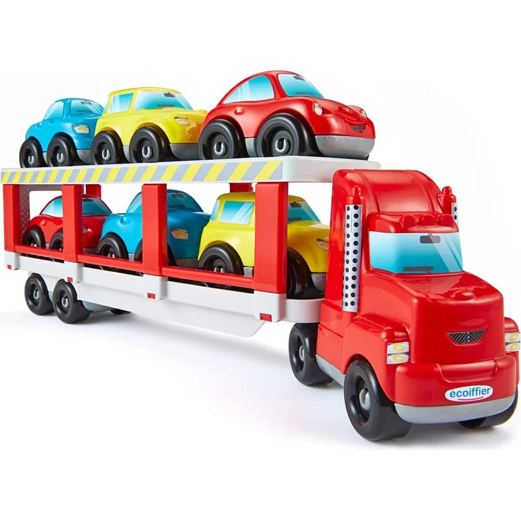 Ecoiffier - Abrick Autotransporter Spielzeug - großer LKW inkl. 6 Spielzeug-Autos, mit befahrbarer Rampe, für Jungen und Mädchen ab 18 Monaten - Preisvergleich – Bild 2