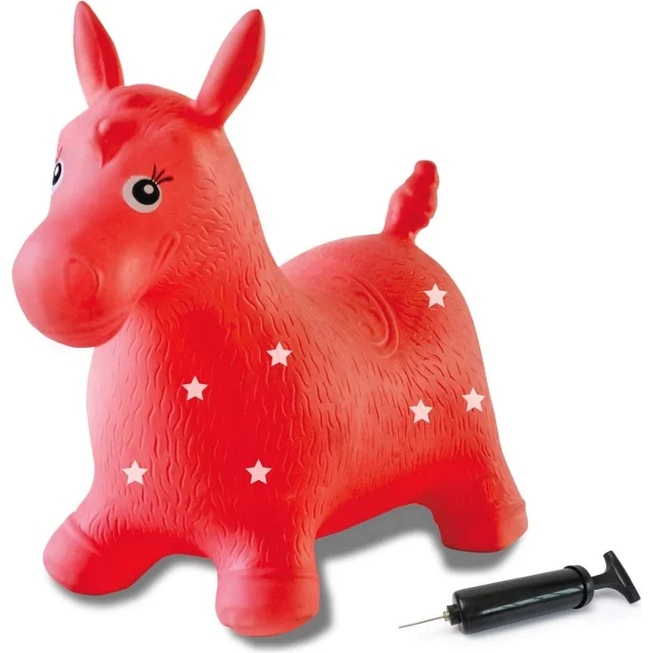 Jamara 460317 - Hüpftier Pferd rot mit Pumpe - fördert Gleichgewichtssinn und motorische Fähigkeiten, Tierohren dienen dem Kind als Halt, belastbar bis 50 kg, Pflegeleicht, robust & widerstandsfähig – Bild 1