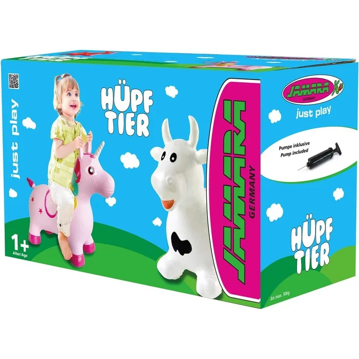 Jamara 460317 - Hüpftier Pferd rot mit Pumpe - fördert Gleichgewichtssinn und motorische Fähigkeiten, Tierohren dienen dem Kind als Halt, belastbar bis 50 kg, Pflegeleicht, robust & widerstandsfähig – Bild 4