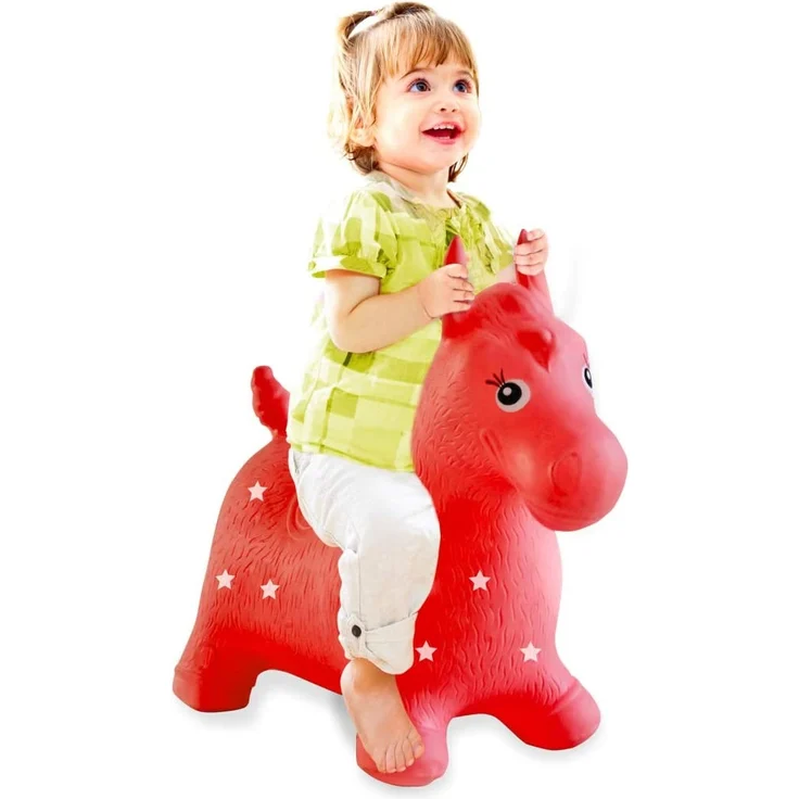 Jamara 460317 - Hüpftier Pferd rot mit Pumpe - fördert Gleichgewichtssinn und motorische Fähigkeiten, Tierohren dienen dem Kind als Halt, belastbar bis 50 kg, Pflegeleicht, robust & widerstandsfähig – Bild 2