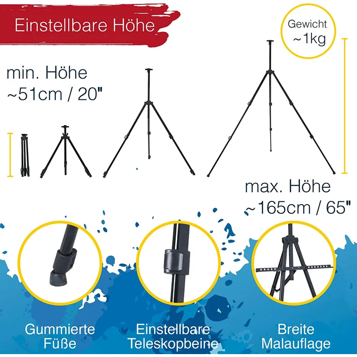 Artina 122 Teile XXL Mega Malset Staffelei Set Michelangelo – Komplett Malset Acryl, Zeichenset, Buntstifte, Farbset, Leinwand, Pinselset für Erwachsene & Kinder - Preisvergleich – Bild 7