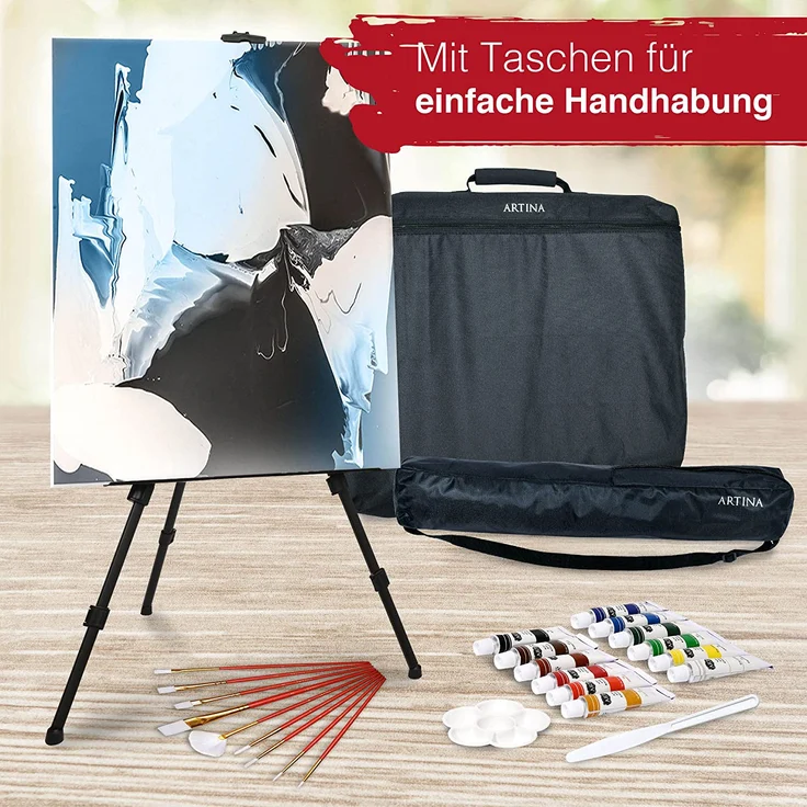 Artina 122 Teile XXL Mega Malset Staffelei Set Michelangelo – Komplett Malset Acryl, Zeichenset, Buntstifte, Farbset, Leinwand, Pinselset für Erwachsene & Kinder - Preisvergleich – Bild 5