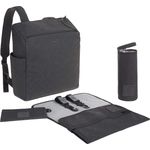 LÄSSIG Baby Wickelrucksack Wickeltasche mit Zubheör veganes Leder/Tender Backpack anthracite