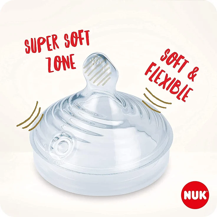 NUK Nature Sense Trinksauger für Babyflaschen | 6–18 Monate |Anti-Colic-Ventil | Größe L | BPA-frei | 2 Stück – Bild 4