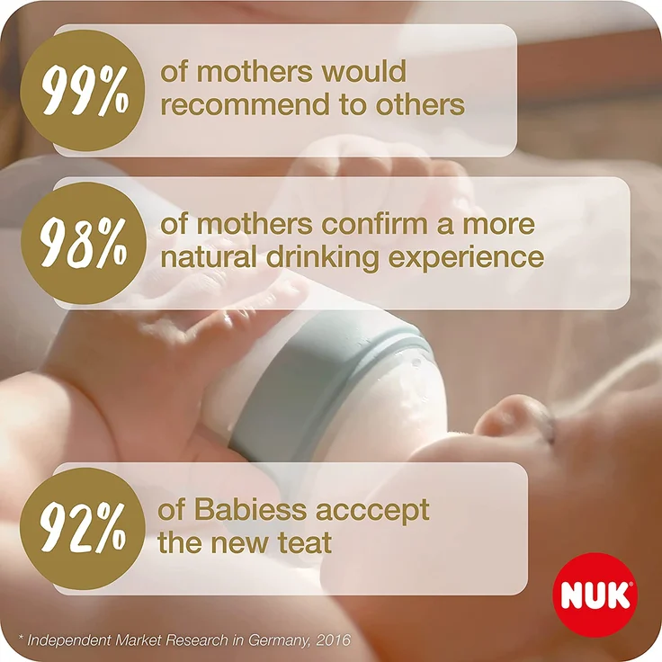 NUK Nature Sense Trinksauger für Babyflaschen | 6–18 Monate |Anti-Colic-Ventil | Größe L | BPA-frei | 2 Stück – Bild 6