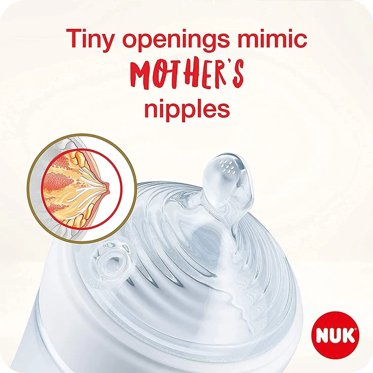NUK Nature Sense Trinksauger für Babyflaschen | 6–18 Monate |Anti-Colic-Ventil | Größe L | BPA-frei | 2 Stück – Bild 3