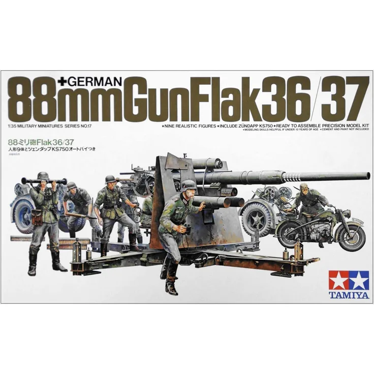Tamiya 1:35 WWII Dt. Flak 8,8 m. Motorrad 300035017