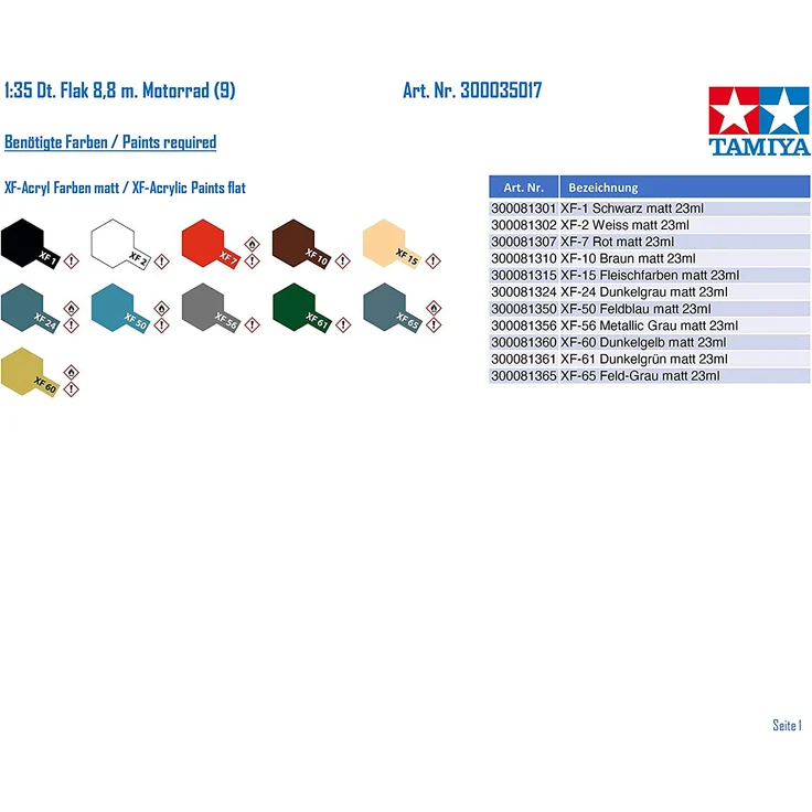 Tamiya 1:35 WWII Dt. Flak 8,8 m. Motorrad 300035017 – Bild 3