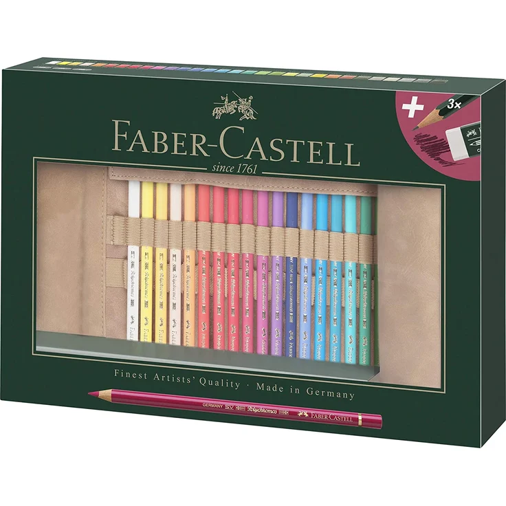 Faber-Castell Farbstift Polychromos 30er Stifterolle + Zubehör, 34-teilig – Bild 1