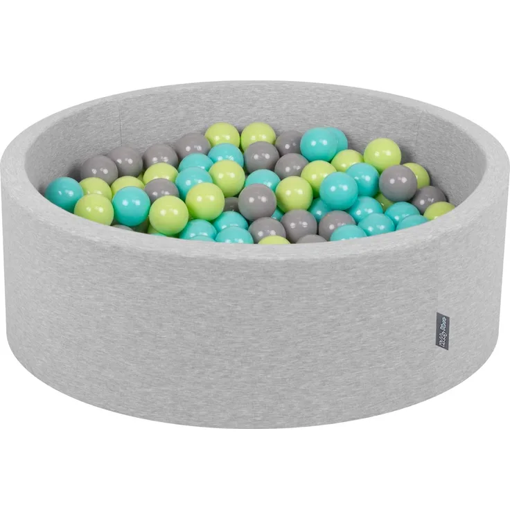 KiddyMoon Bällebad 90X30cm/300 Bälle ∅ 7Cm Bällepool Mit Bunten Bällen Für Babys Kinder Rund, Hellgrau:Hellgrün-Helltürkis-Grau