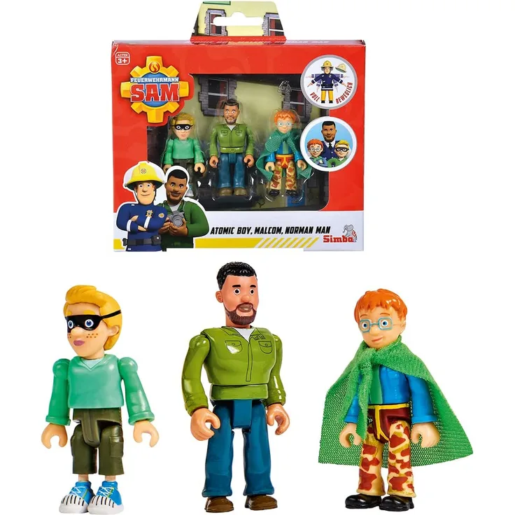 Simba - Sam der Feuerwehrmann – Set mit 3 Figuren, 7,5 cm, ab 3 Jahren – 109251091038