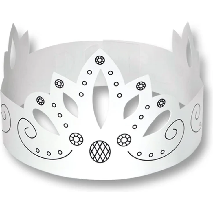 folia 23309 - Kinderkronen, aus Pappe, in 3 Formen sortiert, 6 Stück, weiß, zum selbst Bemalen und Gestalten, für Kinder, Jungen und Mädchen, ideal für Kindergeburtstage und Partys – Bild 2