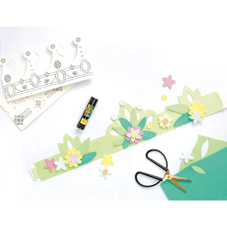 folia 23309 - Kinderkronen, aus Pappe, in 3 Formen sortiert, 6 Stück, weiß, zum selbst Bemalen und Gestalten, für Kinder, Jungen und Mädchen, ideal für Kindergeburtstage und Partys – Bild 9