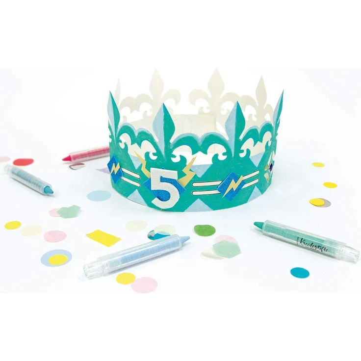 folia 23309 - Kinderkronen, aus Pappe, in 3 Formen sortiert, 6 Stück, weiß, zum selbst Bemalen und Gestalten, für Kinder, Jungen und Mädchen, ideal für Kindergeburtstage und Partys – Bild 7