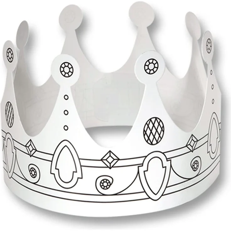 folia 23309 - Kinderkronen, aus Pappe, in 3 Formen sortiert, 6 Stück, weiß, zum selbst Bemalen und Gestalten, für Kinder, Jungen und Mädchen, ideal für Kindergeburtstage und Partys – Bild 4