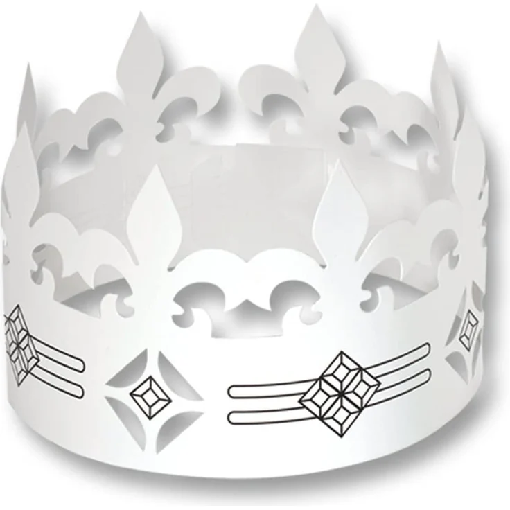 folia 23309 - Kinderkronen, aus Pappe, in 3 Formen sortiert, 6 Stück, weiß, zum selbst Bemalen und Gestalten, für Kinder, Jungen und Mädchen, ideal für Kindergeburtstage und Partys – Bild 3