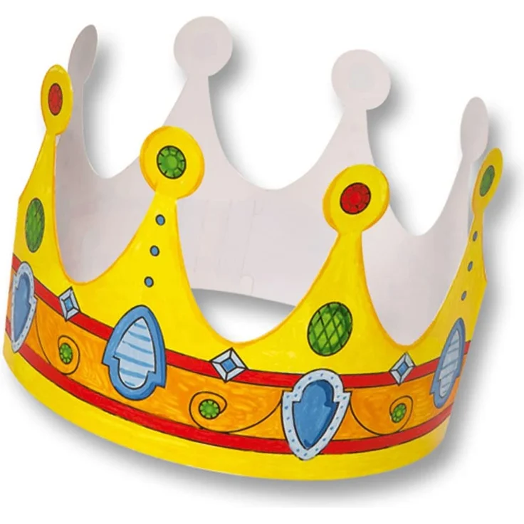 folia 23309 - Kinderkronen, aus Pappe, in 3 Formen sortiert, 6 Stück, weiß, zum selbst Bemalen und Gestalten, für Kinder, Jungen und Mädchen, ideal für Kindergeburtstage und Partys – Bild 5