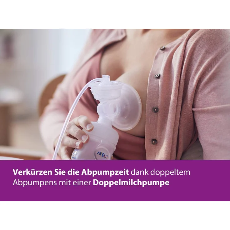 Avent breast pump Philips Avent SCF397/11 electric breast pump double breast pump flexible silicone pillow natural bottle silent motor pink – Bild 4