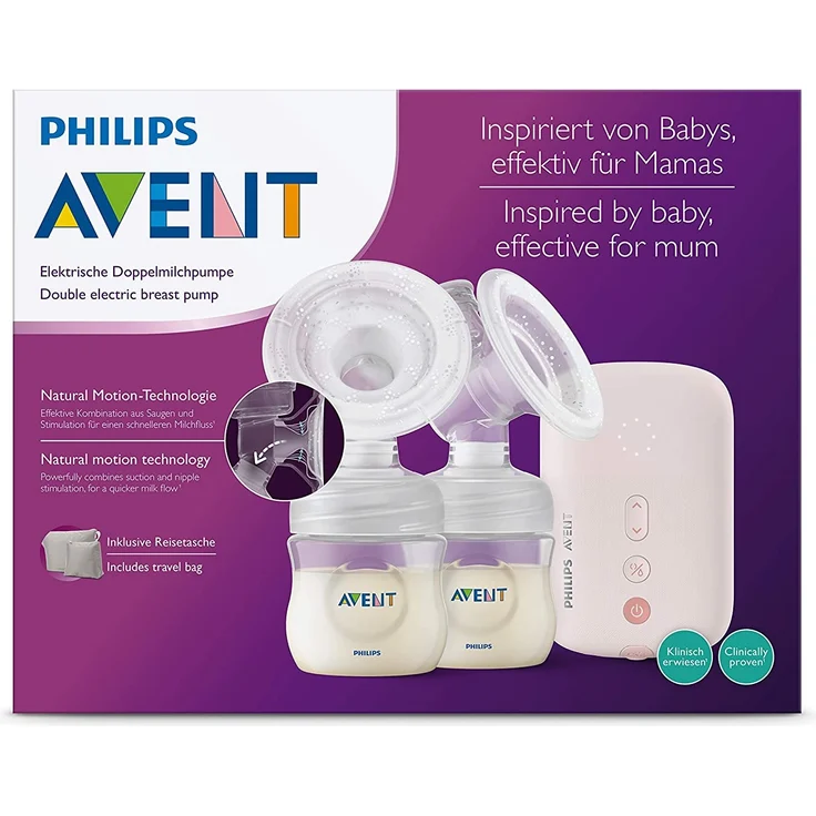 Avent breast pump Philips Avent SCF397/11 electric breast pump double breast pump flexible silicone pillow natural bottle silent motor pink – Bild 12
