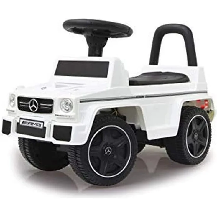 Jamara 460403 Rutscher Mercedes-Benz AMG G63 Kippschutz, Kofferraum unter Sitzfläche, Schub-und Haltegriff, AUX-und USB-Anschluss, Hupe/Motorsound am Lenkrad, wertige Verarbeitung, weiß