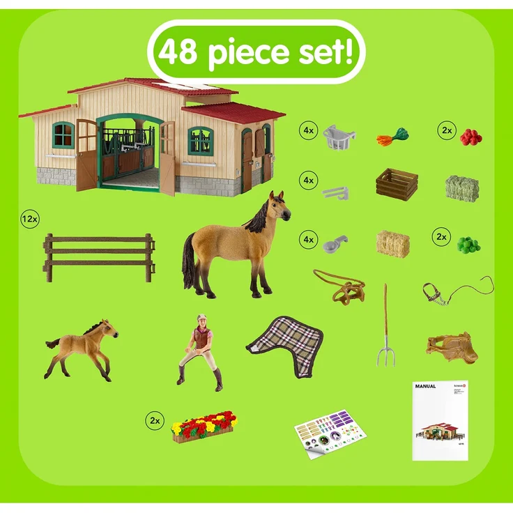 Schleich Farm World 42195 'Pferdestall mit Pferden und Zubehör', ab 3 Jahren, 48 Teile – Bild 5