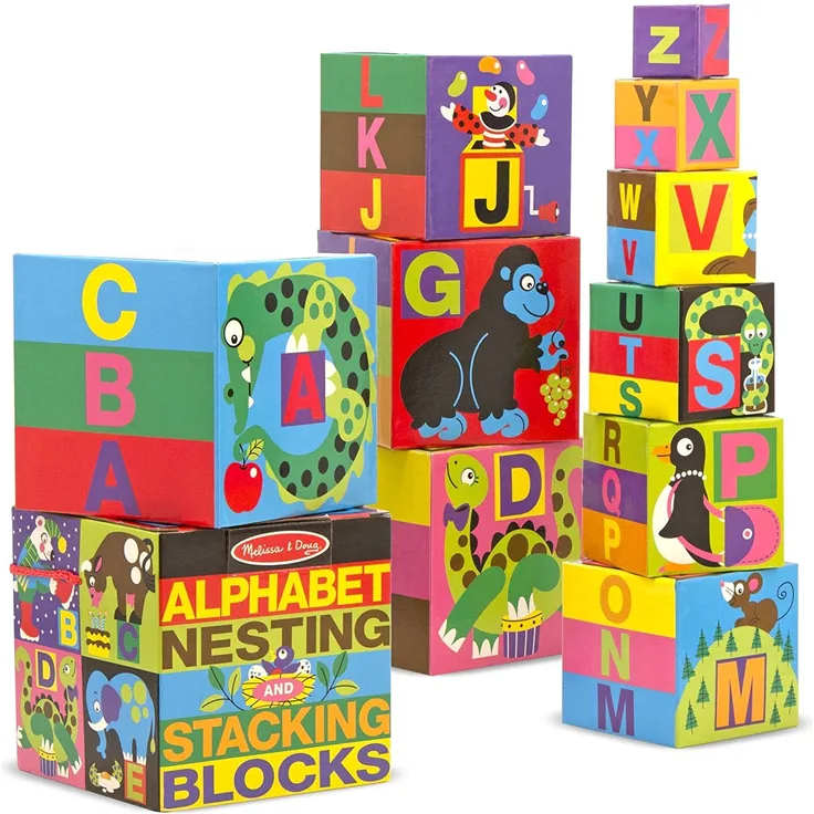 Melissa & Doug Würfel zum Stapeln und Verschachteln mit englischen Alphabet (10 Teile)