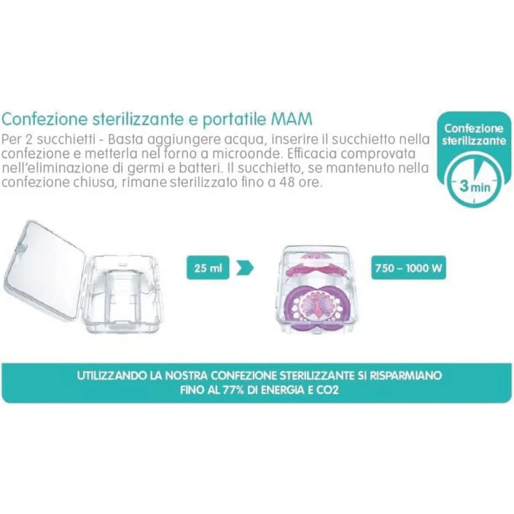 MAM Schnuller Original, 2er Set Schnuller mit Sauger aus Silikon SkinSoftTM extra weich, mit Aufbewahrungstasche für Schnuller, limitierte Auflage, 2-6 Monate, Rosa/Violett, matt, Mädchen – Bild 2