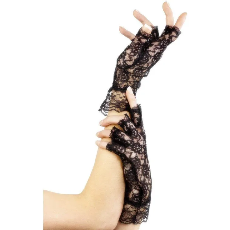 Smiffy's 98251 fingerlose Spitzenhandschuhe, Einheitsgröße