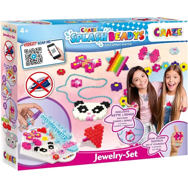 CRAZE SPLASH BEADYS Jewelry Bastelset Kinderschmuck Bügelperlen ohne Bügeln 15216