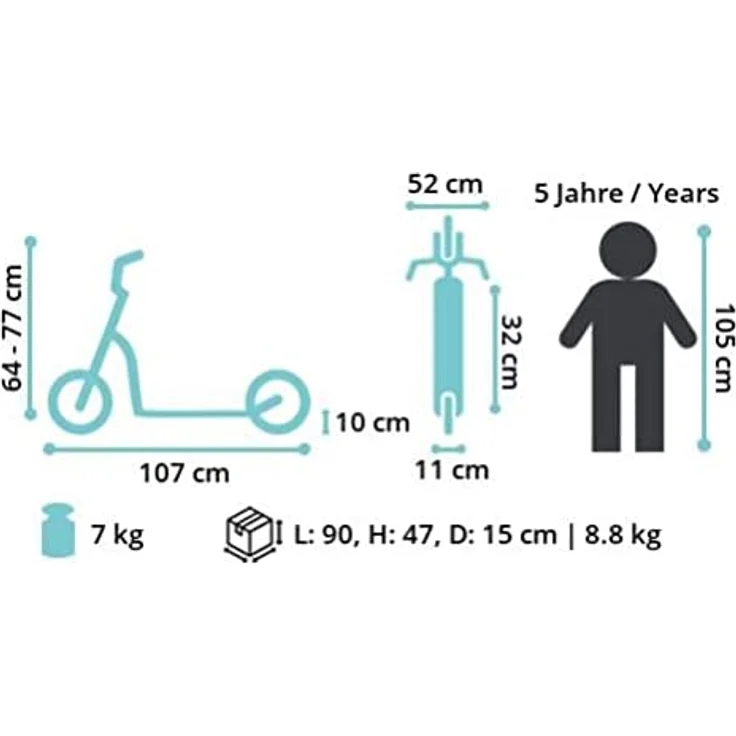 Star Scooter '10 Zoll New Gen', ab 5 Jahren, höhenverstellbar bis 77 cm, mit Handbremse, schwarz – Bild 9