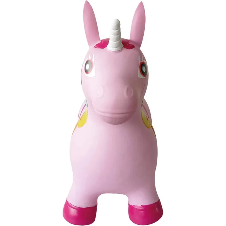 Jamara 460316 - Hüpftier Einhorn bunt mit Pumpe - fördert Gleichgewichtssinn und motorische Fähigkeiten, Tierohren dienen dem Kind als Halt, belastbar bis 50kg, Pflegeleicht, robust & widerstandsfähig – Bild 3