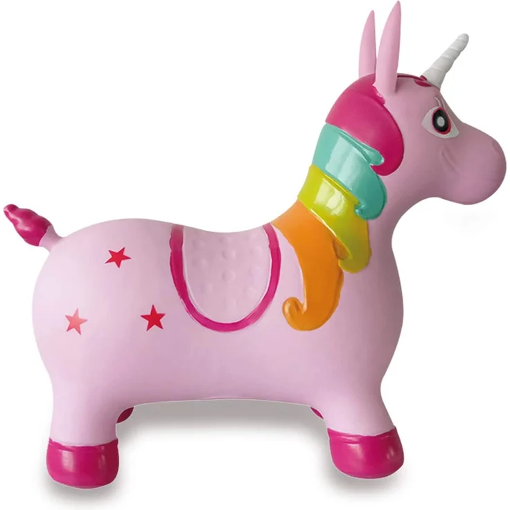 Jamara 460316 - Hüpftier Einhorn bunt mit Pumpe - fördert Gleichgewichtssinn und motorische Fähigkeiten, Tierohren dienen dem Kind als Halt, belastbar bis 50kg, Pflegeleicht, robust & widerstandsfähig – Bild 4