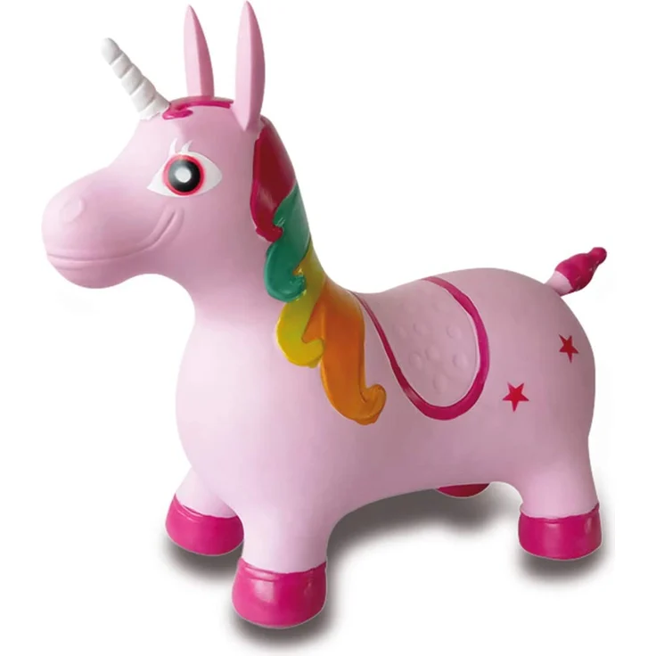 Jamara 460316 - Hüpftier Einhorn bunt mit Pumpe - fördert Gleichgewichtssinn und motorische Fähigkeiten, Tierohren dienen dem Kind als Halt, belastbar bis 50kg, Pflegeleicht, robust & widerstandsfähig – Bild 5